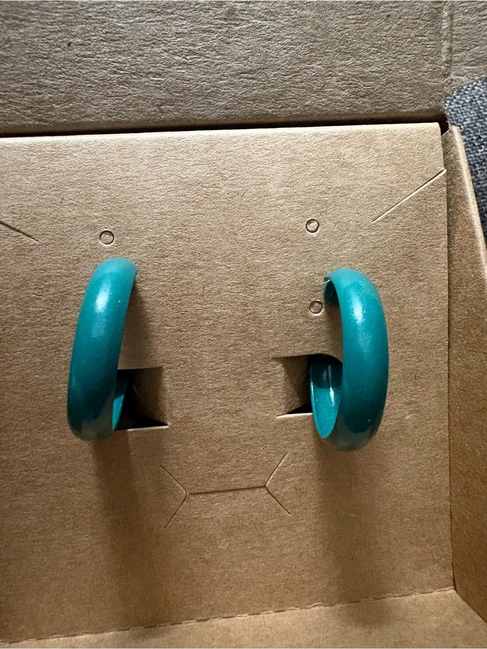 Vintage Teal Resin Hoop Clip On Earrings